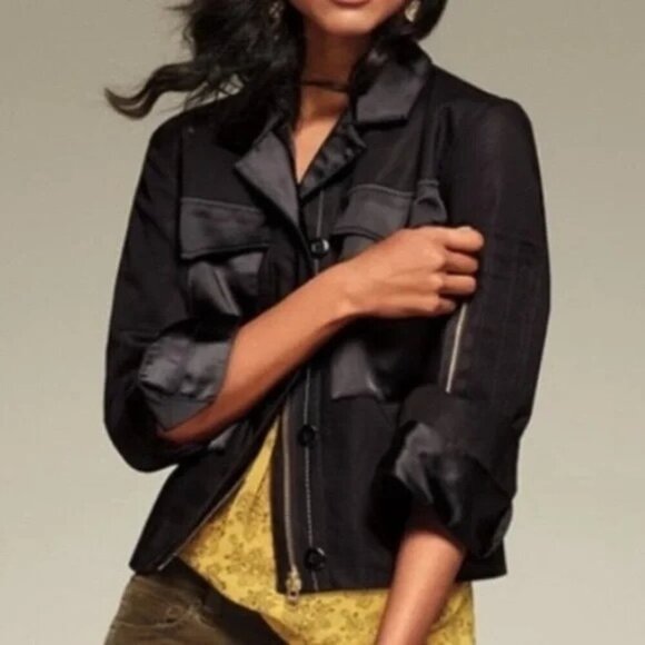 CAbi Back in Black Cropped Boxy Moto Jacket Women’s Sz Medium‎ #3552 - Picture 1 of 6